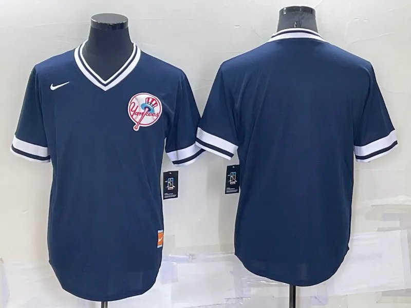 men's & youth Baseball Yankees Uniform Blank Jerseys Navy Cooperstown Legend V Neck Team Shirts