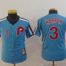 Youth Baseball Team Uniform #3 Bryce Harper Jerseys Blue Cooperstown Cool Player kids Shirts