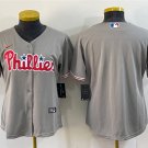 women's Baseball Phillies Uniform Blank Jerseys Gray Road CoolBase Game Team ladys Shirts