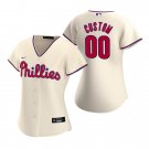 women's Baseball Phillies Uniform #00 Custom name number Jerseys Cream Alternate Game ladys Shirts