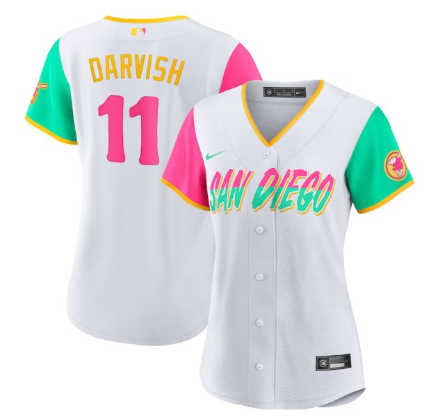 women's Baseball Padres Uniform #11 Yu Darvish Jerseys White City Connect Cool Game ladys Shirts