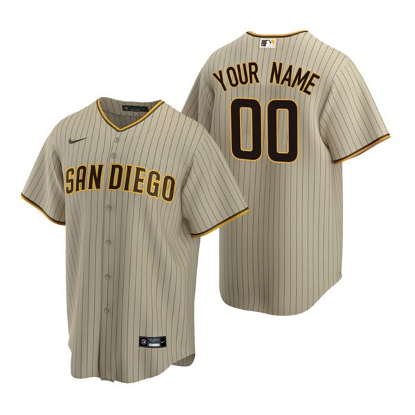 men's & youth Baseball Padres Uniform #00 Custom name number Jerseys Tan/Sand CoolBase Game Shirts