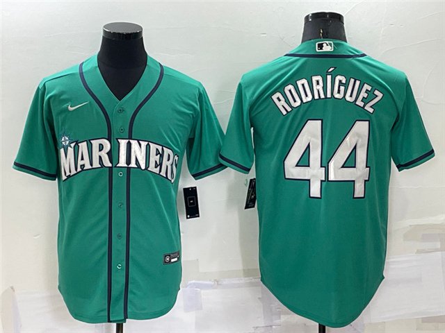 men's & youth Baseball Mariners Uniform #44 Julio Rodriguez Jerseys Aqua Alternate Cool Game Shirts