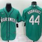 men's & youth Baseball Mariners Uniform #44 Julio Rodriguez Jerseys Aqua Alternate Cool Game Shirts