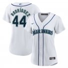 women's Baseball Mariners Uniform #44 Julio Rodriguez Jerseys White Home CoolBase Game ladys Shirts