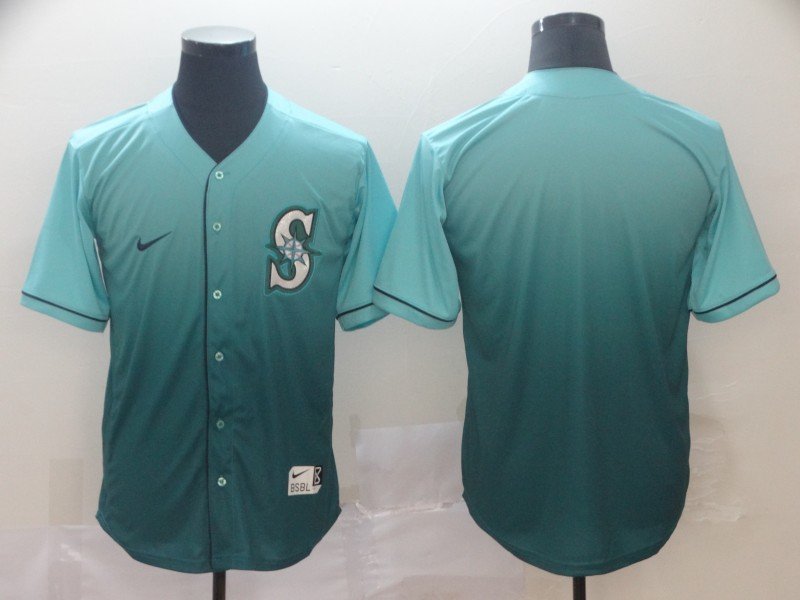 men's & youth Baseball Mariners Uniform Blank Jerseys Green Fade Drift Fashion Shirts