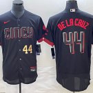 men's Baseball Reds Uniform #44 Elly De La Cruz Jerseys Black 2023 City Connect Flex adults Shirts