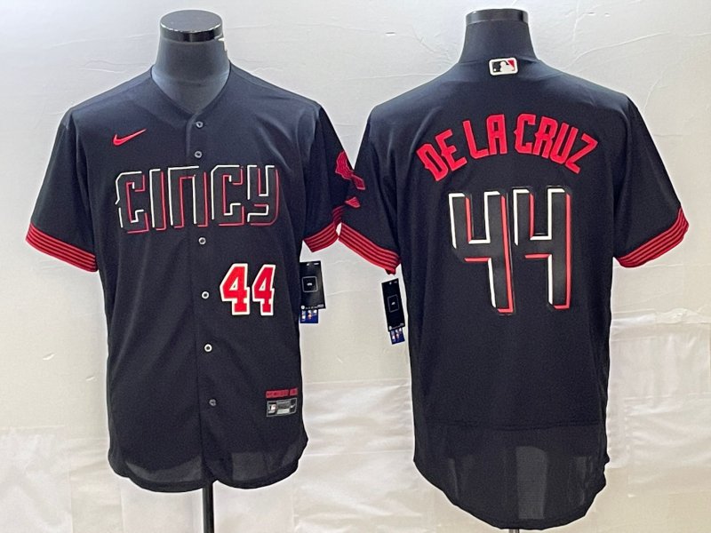 men's Baseball Reds Uniform #44 Elly De La Cruz Jerseys Black 2023 City Connect Flex adults Shirts