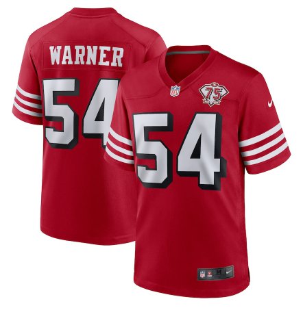 men's & youth #54 Fred Warner Jersey Team Game Player Red 75th Patch Alternate Football