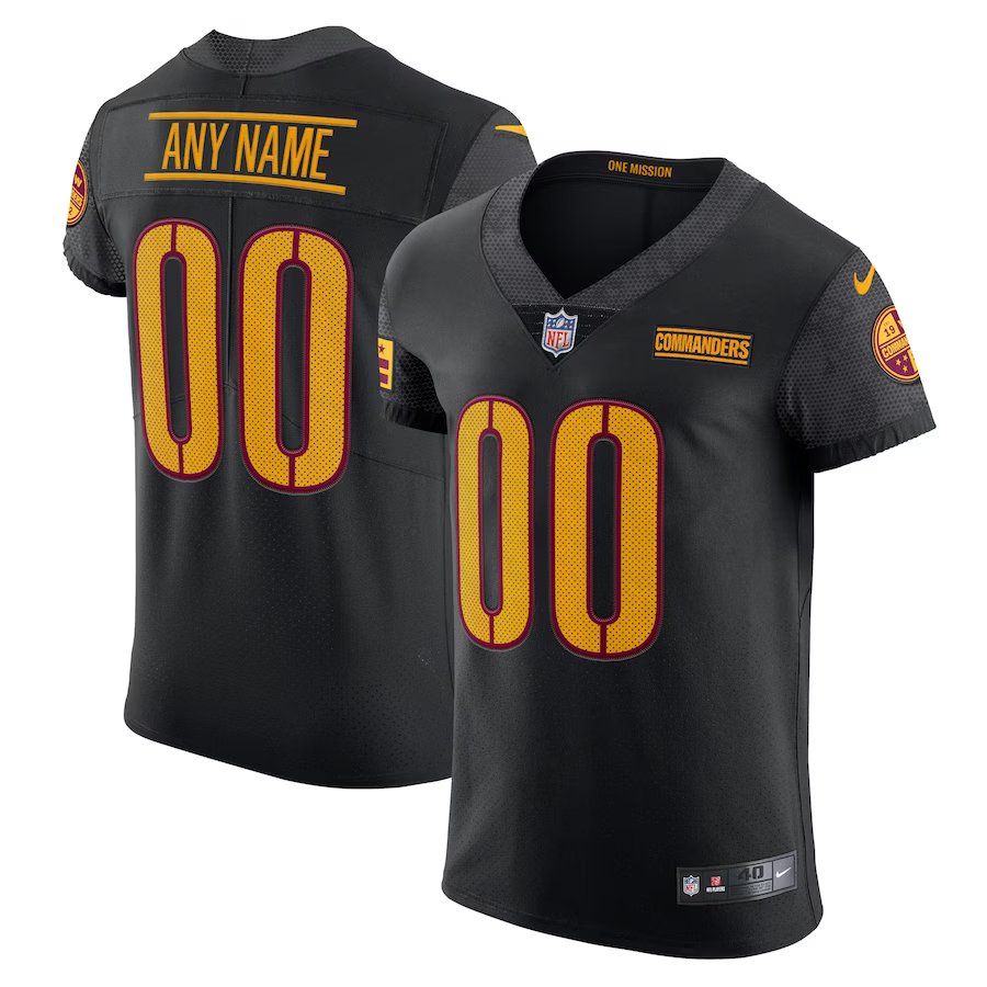 men's & youth Washington Commanders #00 Personalized Customized Jersey Team Game Player Black