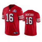 men's & kids Football SF 49ers Uniform #16 Joe Montana Jerseys Red 2024 Super Bowl LVIII Shirt
