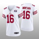 women's Football SF 49ers Uniform #16 Joe Montana Jerseys White 2024 Super Bowl LVIII lady Shirt