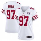 women's Football SF 49ers Uniform #97 Nick Bosa Jerseys White 2024 Super Bowl LVIII Final lady Shirt