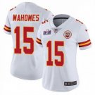 women's Football Chiefs Uniform #15 Patrick Mahomes Jerseys White 2024 Super Bowl LVIII lady Shirt