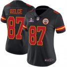 women's Football KC Chiefs Uniform #87 Travis Kelce Jerseys Black 2024 Super Bowl LVIII lady Shirt