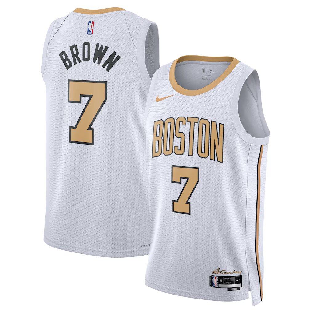 men's & youth Boston Celtics 7 Jaylen Brown Jersey White 2025/26 City Edition Swingman Basketball