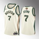 men's & youth Boston Celtics 7 Jaylen Brown Jersey White 2024 Finals Game Champions City Edition