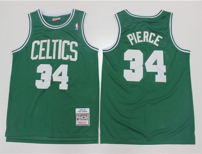 men's & youth Boston Celtics 34 Paul Pierce Jersey Green Retro M&N Classics Throwback Basketball