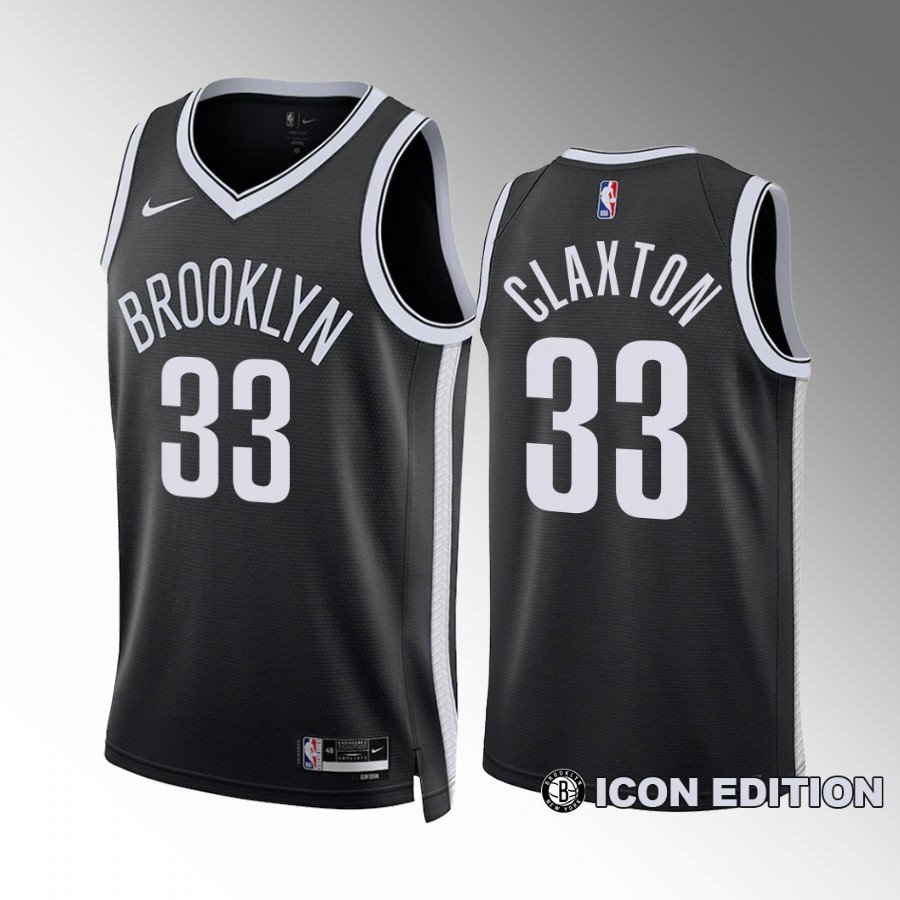 men's & youth Brooklyn Nets 33 Nicolas Claxton Jersey Black Icon Edition Swingman Basketball Game