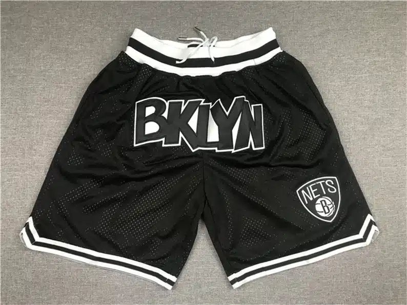 men's Brooklyn Nets Just Don " Bklyn " Black Throwback Zipper Pocket Swingman Basketball Shorts