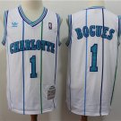 men's & youth Charlotte Hornets 1 Muggsy Bogues Jersey White Retro M&N Classics Throwback Basketball