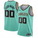 men's & youth Charlotte Hornets 00 Custom name number Jersey Teal 2024-25 City Edition Basketball