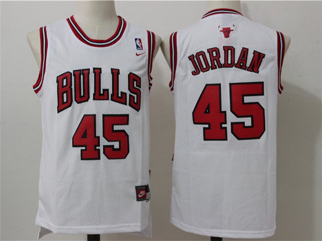 men's & youth Chicago Bulls 45 Michael Jordan Jersey Throwback White Classics Basketball