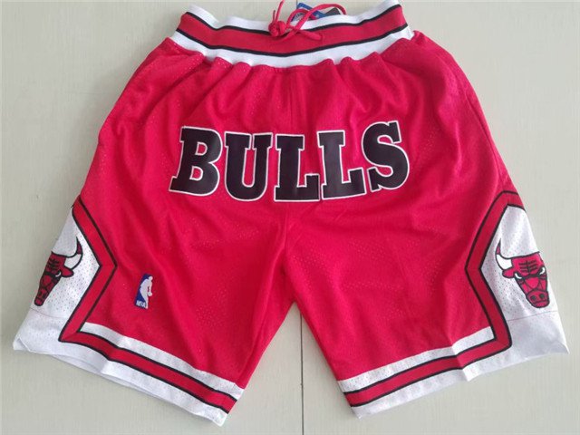 men's Chicago " Bulls " Just Don Red Zipper Pocket Classics Swingman Basketball Shorts