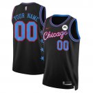men's & youth Chicago Bulls 00 Custom name number Jersey Black 2025-26 City Swingman Basketball