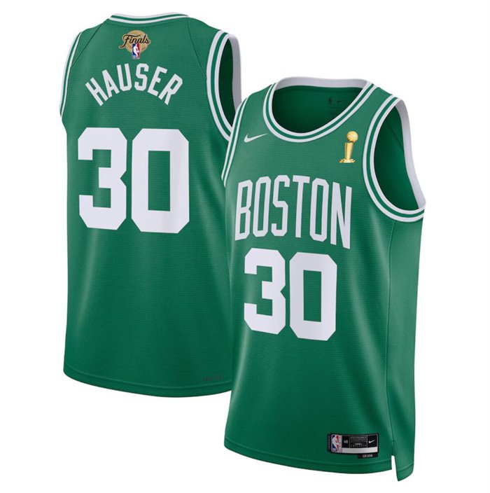 men's & youth Boston Celtics 30 Sam Hauser Jersey Green 2024 Finals Champions Icon Basketball