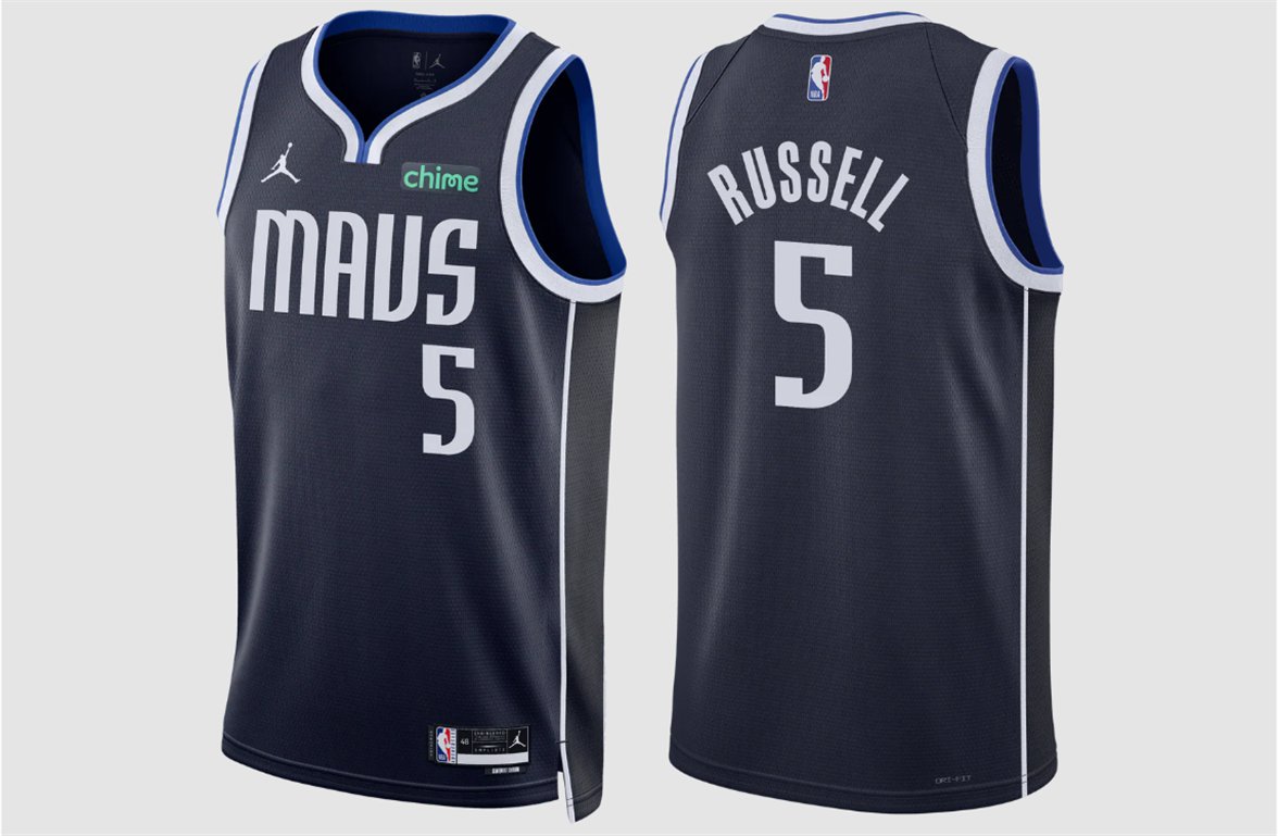 men's & youth Dallas Mavericks 5 D'Angelo Russell Jersey Navy Statement Edition Swingman Basketball