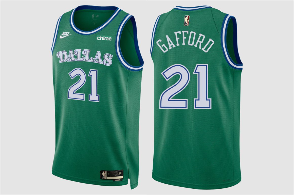 men's & youth Dallas Mavericks 21 Daniel Gafford Jersey Green Classic Edition Swingman Basketball