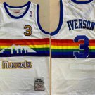 men's & youth Denver Nuggets 3 Allen Iverson Jersey White M&N Classics Throwback Basketball