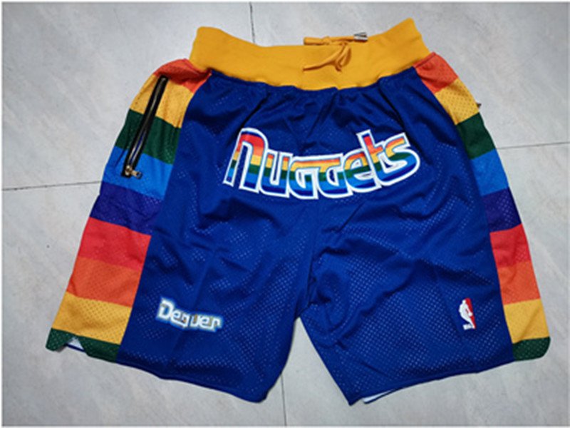 men's Denver " Nuggets " Just Don Blue Zipper Pocket Classics Swingman Basketball Shorts