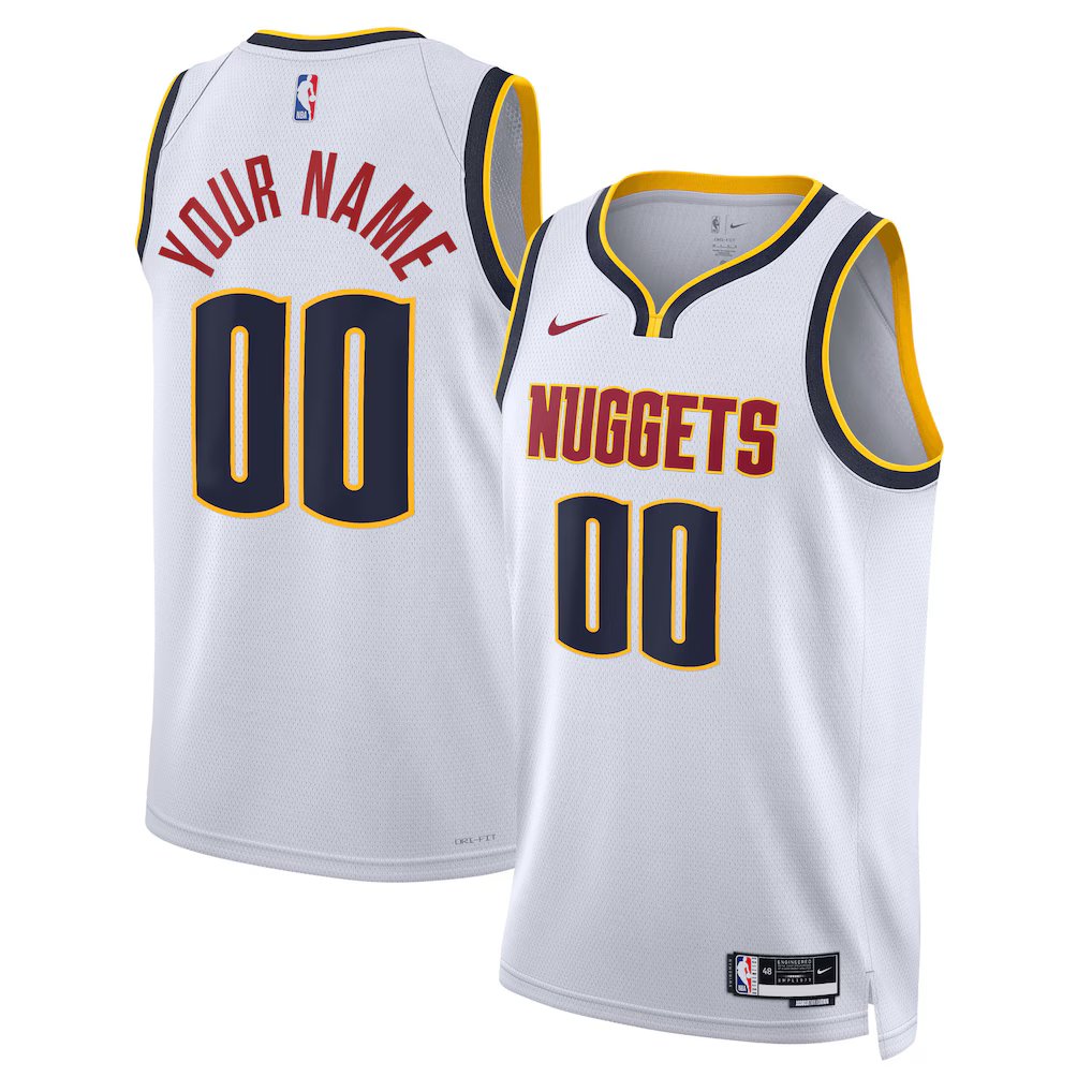 men's & youth Denver Nuggets 00 Custom name number Jersey White Association Edition Basketball