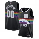 men's & youth Denver Nuggets 00 Custom name number Jersey Black City Edition Swingman Basketball