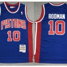 men's & youth Detroit Pistons 10 Dennis Rodman Jersey Blue M&N Classics Throwback Basketball