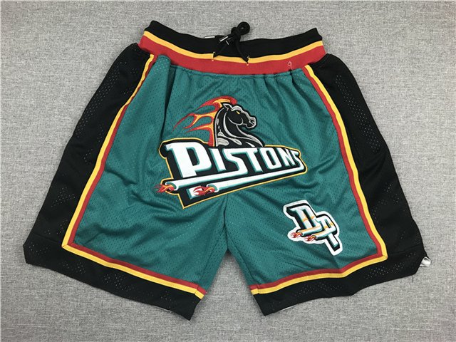men's Detroit " Pistons " Just Don Teal Zipper Pocket Classics Swingman Basketball Shorts