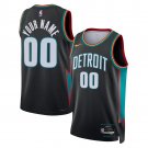 men's & youth Detroit Pistons 00 Custom name number Jersey 2025/26 Black City Swingman Basketball