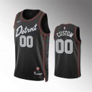 men's & youth Detroit Pistons 00 Custom name number Jersey 2023/24 Black City Swingman Basketball