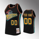 men's & youth Detroit Pistons 00 Custom name number Jersey Black Rings M&N Classics Basketball