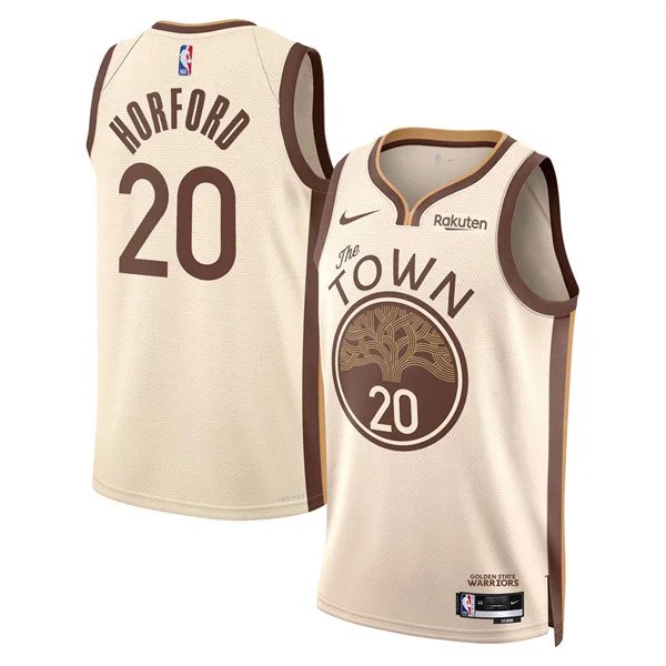 men's & youth Golden State Warriors 20 Al Horford Jersey 2025-26 Tan City Swingman Basketball Game