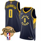 men's & youth Indiana Pacers 0 Tyrese Haliburton Jersey Navy 2025 Finals Icon Edition Basketball