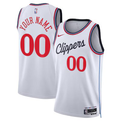 men's & youth LA Clippers 00 Custom name number Jersey 2024-25 White Association Edition Basketball
