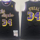 men's & youth Los Angeles Lakers 34 Shaquille O'neal Jersey Black M&N Classics Throwback Basketball