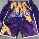 men's Los Angeles " Lakers " Purple Graffiti Classic Zipper Pocket Swingman Basketball Shorts