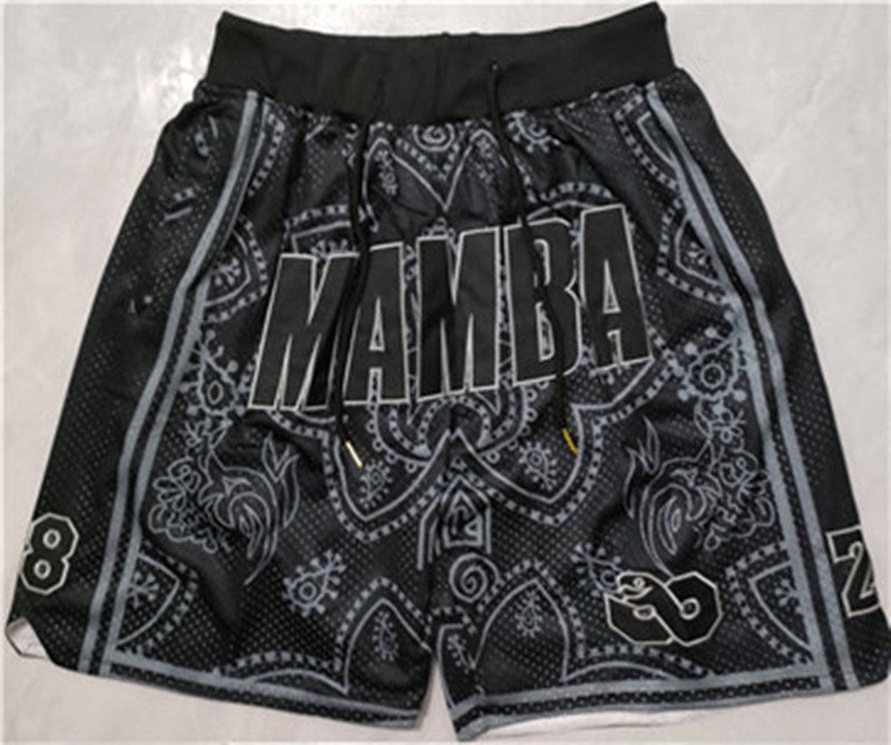 men's Los Angeles Lakers " MAMBA " Black Classics Zipper Pocket Swingman Basketball Shorts
