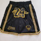 men's Los Angeles Lakers 24 Black MAMBA Classics Zipper Pocket Swingman Basketball Shorts