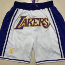 men's Los Angeles " Lakers " Just Don White Gold Throwback Classic Basketball Shorts
