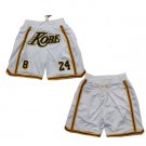 men's Los Angeles Lakers " KOBE " 8&24 White Gold Classic Zipper Pocket Swingman Basketball Shorts